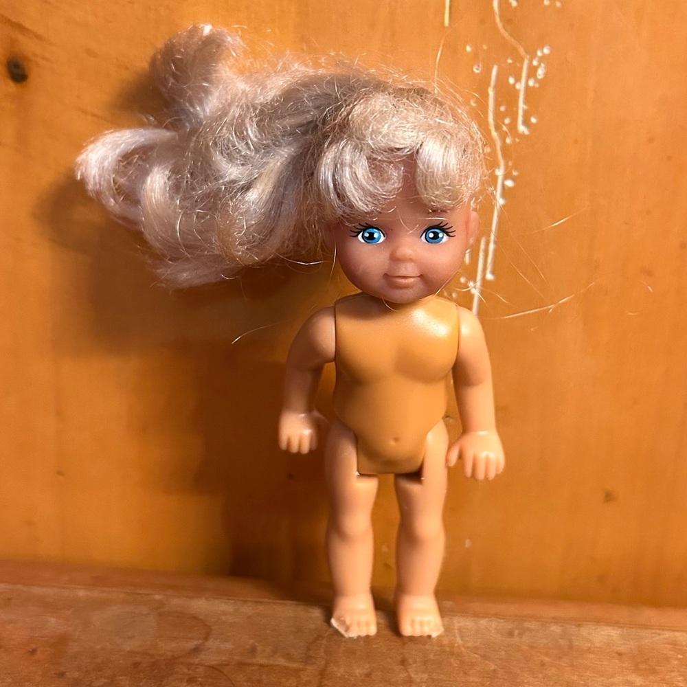 Girl Doll made by Simba 4.5” Long Blonde Hair Ponytail No clothes accessories.